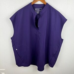 FIGS Rafaela Oversized Scrub Top Purple Size XXL Single Button Collar Comfort